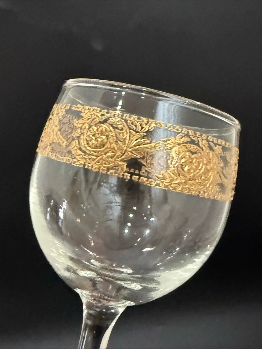 Lot of 4 Vintage MCM Culver Tyrol 22k Gold Gilt 5.75” Stemmed Wine Glasses